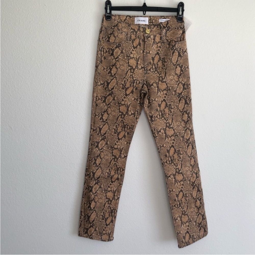 FRAME Le High Crop Coated Python High Rise Skinny Jeans Pants  Size 24 NEW - Picture 3 of 8